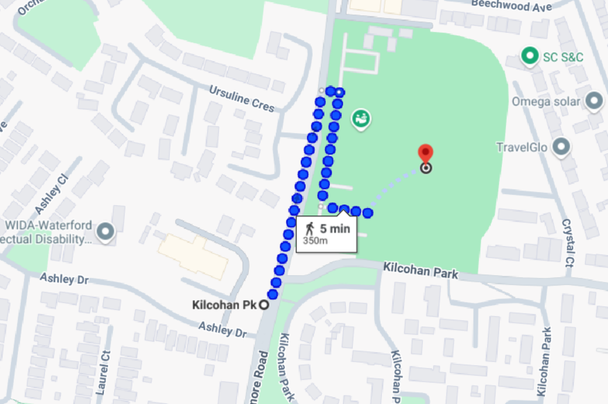 Kilcohan park walk from bus stop