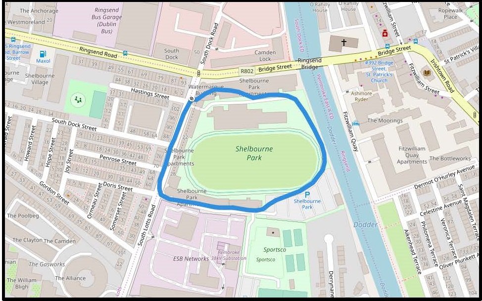 Location of Shlebourne park highlighted