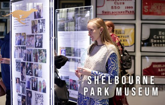 Shelbourne Park Greyhound Stadium will celebrate 100 years in 1927 and the new Shelbourne Park Museum offers racegoers the chance to learn about a century of history of greyhound racing and other exciting sports and events in the stadium's history in Dublin 4 Image shows a young woman viewing the exhibitions at the Shelbourne Park Museum