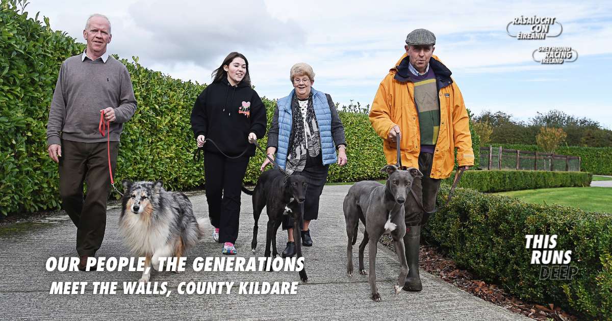 Picture shows members of the Wall Family from County Kildare, one of hundreds of families across Ireland united by their love of greyhounds and greyhound racing Picture shows members of the Wall Family from County Kildare, one of hundreds of families across Ireland united by their love of greyhounds and greyhound racing