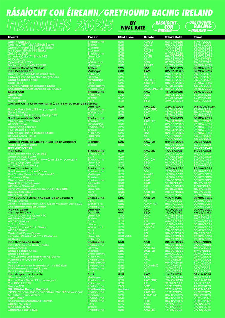 Classic and Features Calendar GRI 2025